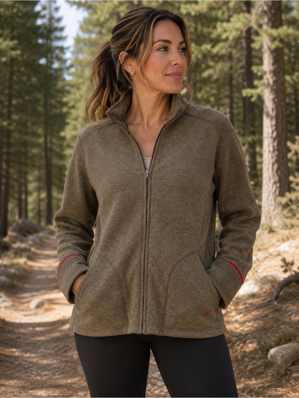 ibex Olive Green merino wool  Full-Zip Jacket